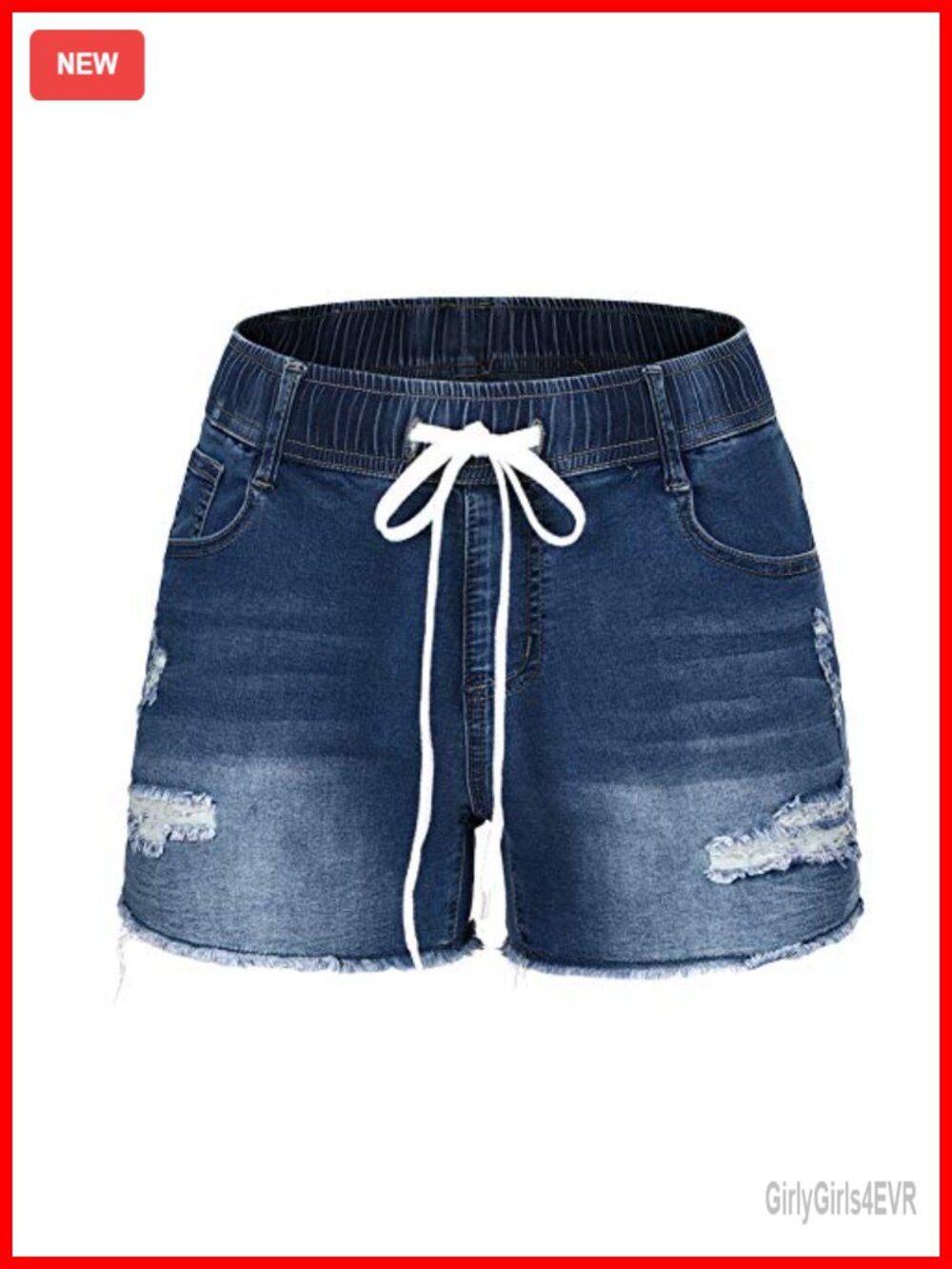 Women's Ripped Stretchy Denim Shorts Mid Rise Frayed Raw Hem Casual 3" Inseam